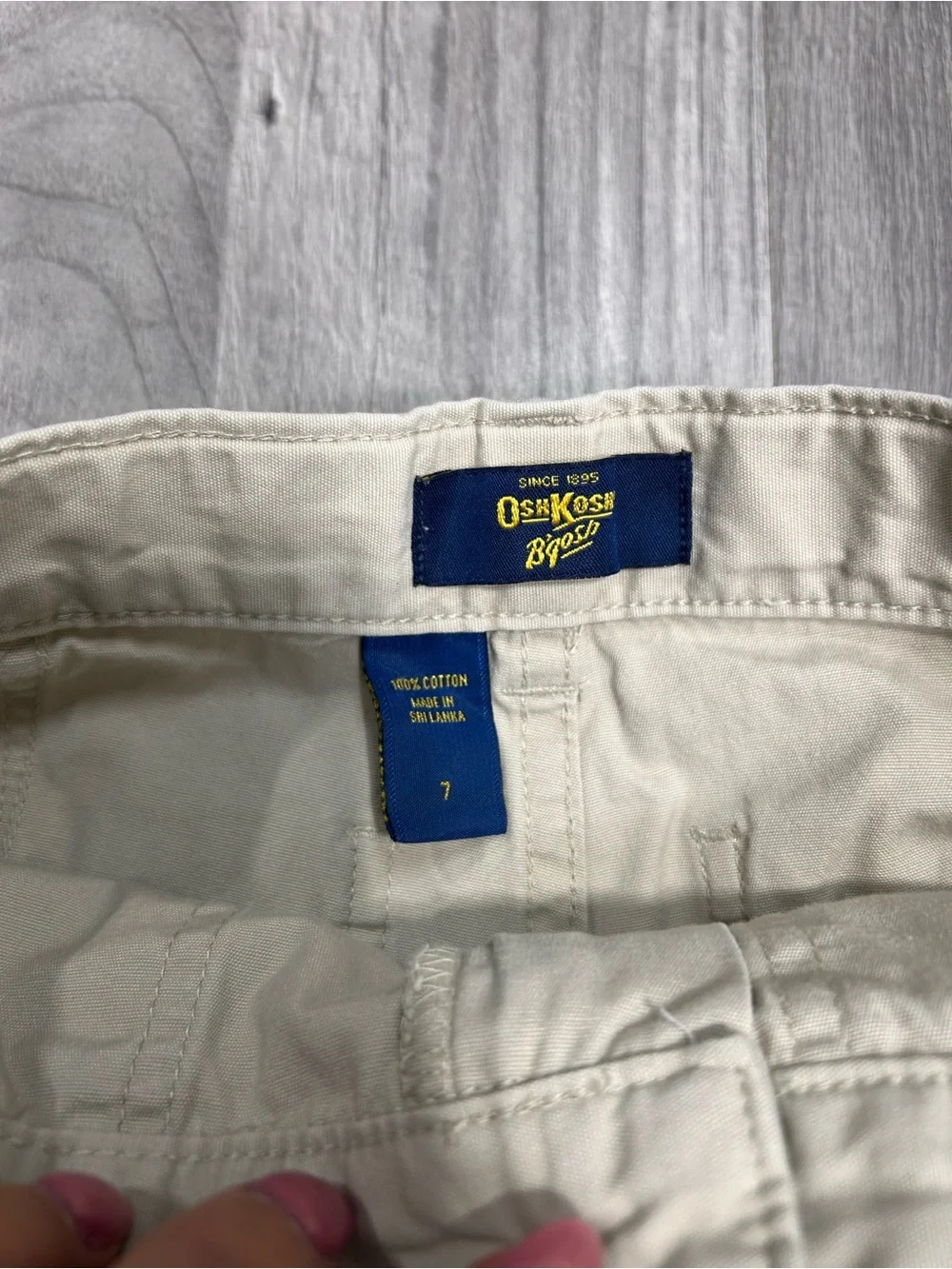 Oshkosh B'gosh Girls Khaki Embroidered Floral Back Pocket Shorts 7